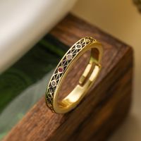 Copper 18K Gold Plated Retro Simple Style Commute Enamel Plating Inlay Geometric Zircon Open Rings main image 4