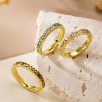 Copper 18K Gold Plated Retro Simple Style Commute Enamel Plating Inlay Geometric Zircon Open Rings main image 1