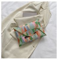 Women's Small Pu Leather Color Block Elegant Vintage Style Square Flip Cover Envelope Bag main image 4