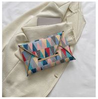 Women's Small Pu Leather Color Block Elegant Vintage Style Square Flip Cover Envelope Bag main image 2