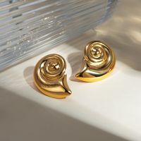 1 Pair IG Style Basic Modern Style Spiral Plating 304 Stainless Steel 18K Gold Plated Earrings main image 4
