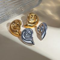1 Pair IG Style Basic Modern Style Spiral Plating 304 Stainless Steel 18K Gold Plated Earrings main image 1