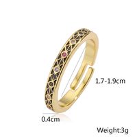 Kupfer 18 Karat Vergoldet Retro Einfacher Stil Pendeln Emaille Überzug Inlay Geometrisch Zirkon Offener Ring main image 2