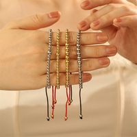 Wholesale Casual Hip-Hop Round Copper Beaded Plating 18K Gold Plated Bracelets main image 2