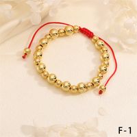 Wholesale Casual Hip-Hop Round Copper Beaded Plating 18K Gold Plated Bracelets main image 1