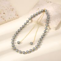 Wholesale Jewelry Elegant Simple Style Round Glass Pearl Brass 18K Gold Plated Beaded Necklace main image 5