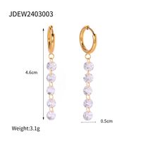 1 Pair Simple Style Shiny Round Zircon 304 Stainless Steel 18K Gold Plated Drop Earrings sku image 3