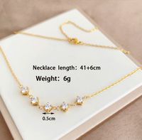 304 Stainless Steel Titanium Steel 18K Gold Plated Elegant Simple Style Plating Inlay Solid Color Zircon Pendant Necklace main image 4
