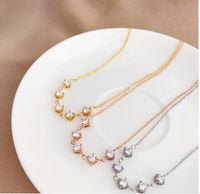304 Stainless Steel Titanium Steel 18K Gold Plated Elegant Simple Style Plating Inlay Solid Color Zircon Pendant Necklace main image 1
