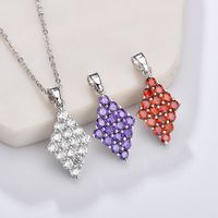 Artificial Gemstones Brass White Gold Plated Simple Style Classic Style Inlay Color Block Zircon Pendant Necklace main image 1
