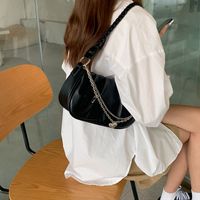 Women's Small Pu Leather Solid Color Streetwear Square Zipper Underarm Bag main image 5