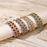 Wholesale Simple Style Shiny Round Copper Inlay 18K Gold Plated Zircon Bracelets sku image 9