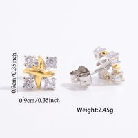 1 Pair Simple Style Shiny Round Square Star Inlay Sterling Silver Zircon White Gold Plated Ear Studs main image 2