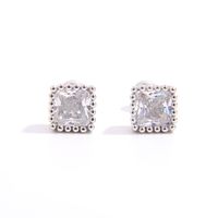 1 Pair Simple Style Shiny Round Square Star Inlay Sterling Silver Zircon White Gold Plated Ear Studs main image 8
