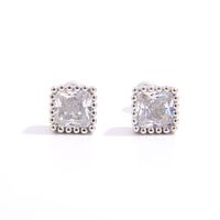 1 Paire Style Simple Brillant Rond Carré Star Incruster Argent Sterling Zircon Or Blanc Plaqué Boucles D'Oreilles main image 8