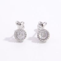 1 Pair Simple Style Shiny Round Square Star Inlay Sterling Silver Zircon White Gold Plated Ear Studs main image 10