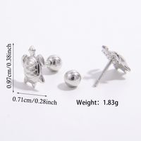 1 Pair Simple Style Shiny Round Square Star Inlay Sterling Silver Zircon White Gold Plated Ear Studs sku image 4