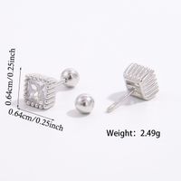 1 Pair Simple Style Shiny Round Square Star Inlay Sterling Silver Zircon White Gold Plated Ear Studs sku image 8