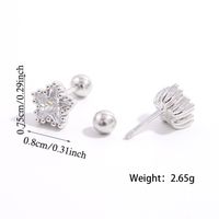 1 Pair Simple Style Shiny Round Square Star Inlay Sterling Silver Zircon White Gold Plated Ear Studs sku image 9