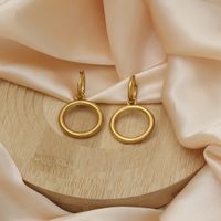 1 Pair Casual Simple Style Commute Round Polishing 304 Stainless Steel 18K Gold Plated Drop Earrings main image 5