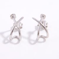 1 Pair Simple Style Shiny Round Square Star Inlay Sterling Silver Zircon White Gold Plated Ear Studs main image 3