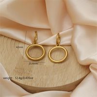 1 Pair Casual Simple Style Commute Round Polishing 304 Stainless Steel 18K Gold Plated Drop Earrings sku image 2