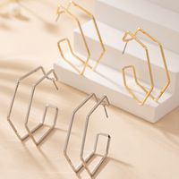 1 Pair IG Style Exaggerated Simple Style Hexagon Iron Ear Studs main image 4