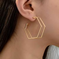 1 Pair IG Style Exaggerated Simple Style Hexagon Iron Ear Studs main image 3