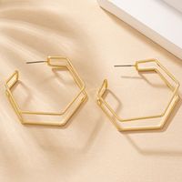 1 Paire Style IG Exagéré Style Simple Hexagone Le Fer Boucles D'Oreilles main image 5