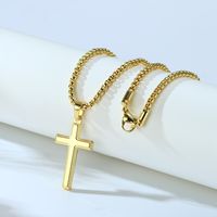 304 Stainless Steel 14K Gold Plated Casual Vintage Style Plating Cross Pendant Necklace sku image 5