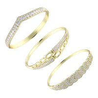 Wholesale Casual Classic Style Round Brass Inlay 18K Gold Plated Zircon Bangle main image 1