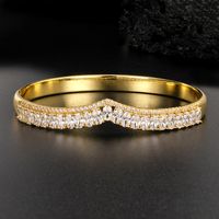 Wholesale Casual Classic Style Round Brass Inlay 18K Gold Plated Zircon Bangle main image 7