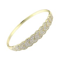 Wholesale Casual Classic Style Round Brass Inlay 18K Gold Plated Zircon Bangle main image 5
