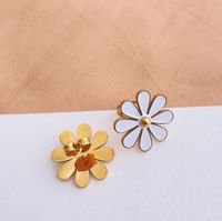 1 Pair Simple Style Classic Style Flower 304 Stainless Steel Titanium Steel 18K Gold Plated Ear Studs main image 3