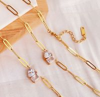 Edelstahl 304 Titan Stahl 18 Karat Vergoldet Elegant Einfacher Stil Überzug Einfarbig Halskette Mit Anhänger main image 2