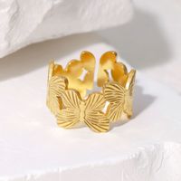 IG Style Cute Butterfly 304 Stainless Steel 18K Gold Plated Open Rings In Bulk main image 5