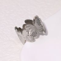 IG Style Cute Butterfly 304 Stainless Steel 18K Gold Plated Open Rings In Bulk sku image 1