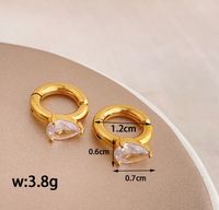 1 Pair Basic Modern Style Classic Style Round Water Droplets Inlay 304 Stainless Steel Titanium Steel Zircon 18K Gold Plated Hoop Earrings main image 2