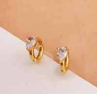1 Pair Basic Modern Style Classic Style Round Water Droplets Inlay 304 Stainless Steel Titanium Steel Zircon 18K Gold Plated Hoop Earrings main image 3