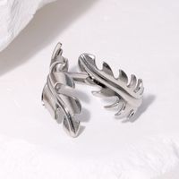 IG Style Modern Style Simple Style Leaves 304 Stainless Steel 18K Gold Plated Open Rings In Bulk main image 6