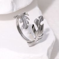 IG Style Modern Style Simple Style Leaves 304 Stainless Steel 18K Gold Plated Open Rings In Bulk main image 5