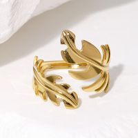 IG Style Modern Style Simple Style Leaves 304 Stainless Steel 18K Gold Plated Open Rings In Bulk main image 3