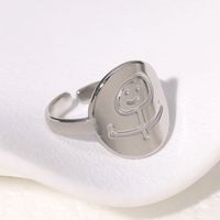 IG Style Modern Style Simple Style Smiley Face 304 Stainless Steel 18K Gold Plated Open Rings In Bulk main image 6