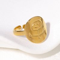 IG Style Modern Style Simple Style Smiley Face 304 Stainless Steel 18K Gold Plated Open Rings In Bulk main image 4