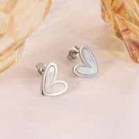 1 Pair Cute Sweet Heart Shape Plating Inlay 304 Stainless Steel Shell 18K Gold Plated Ear Studs main image 3