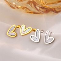 1 Pair Cute Sweet Heart Shape Plating Inlay 304 Stainless Steel Shell 18K Gold Plated Ear Studs main image 1