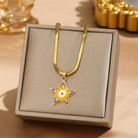 304 Stainless Steel 18K Gold Plated Hip-Hop Plating Inlay Star Zircon Pendant Necklace main image 5