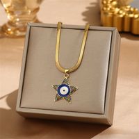 304 Stainless Steel 18K Gold Plated Hip-Hop Plating Inlay Star Zircon Pendant Necklace main image 4