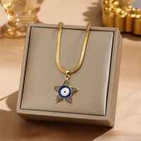 304 Stainless Steel 18K Gold Plated Hip-Hop Plating Inlay Star Zircon Pendant Necklace sku image 3