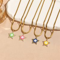 304 Stainless Steel 18K Gold Plated Hip-Hop Plating Inlay Star Zircon Pendant Necklace main image 1